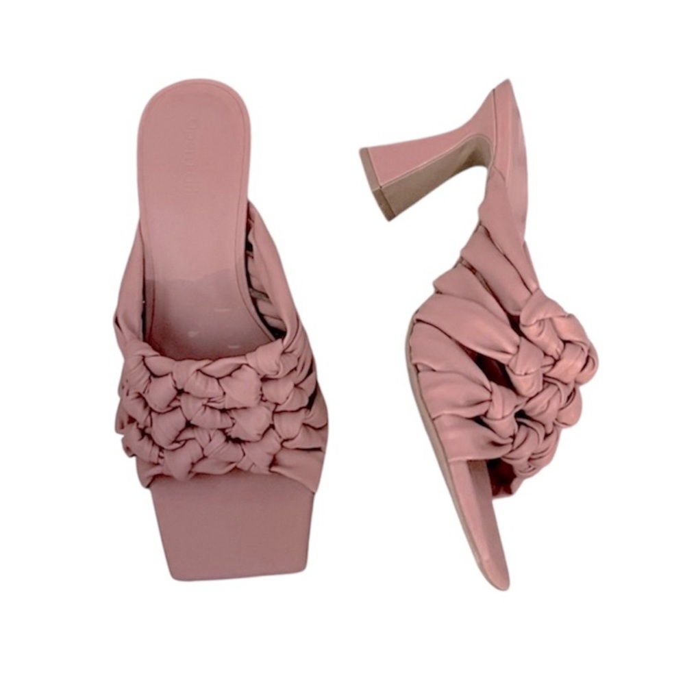 Open Edit Mauve Pink Faux Leather Quinn Knotted Woven Slide Heel Slip On Shoes 7